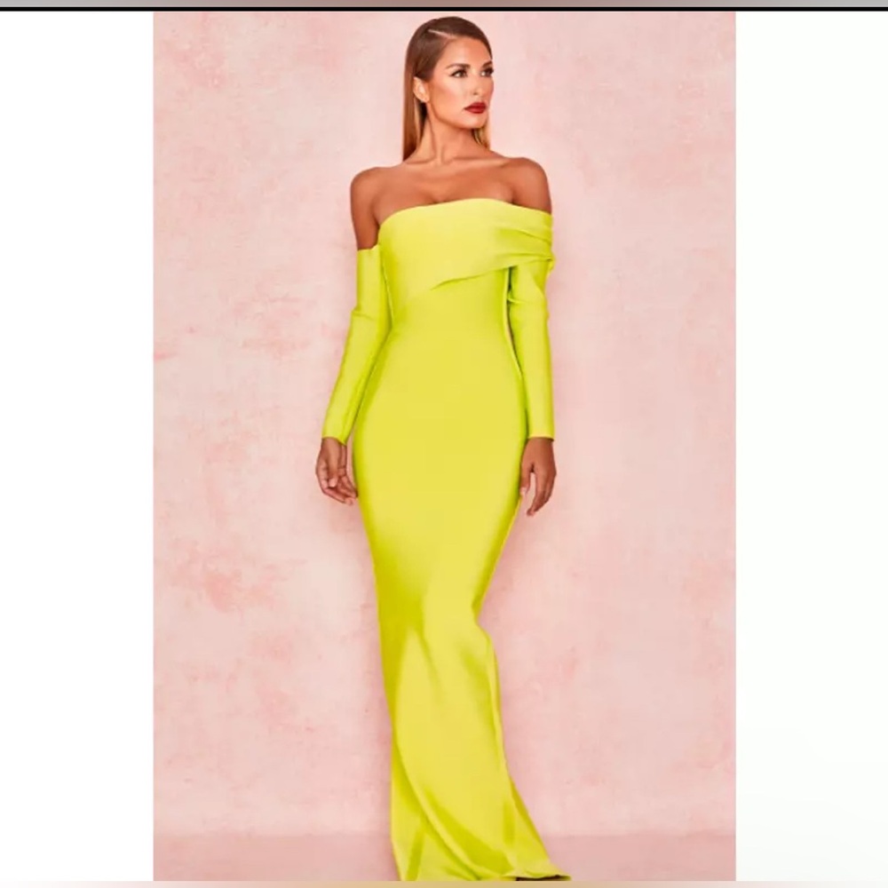 RARE House Of CB ‘Nalani’ Yellow Bandage Maxi Dress Gown S